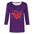 thumbnail image 5 of Xdegoge Womens 3/4 Sleeve V Neck Valentine Top Love Heart Printed Graphic Shirt Casual Loose Oversized Tops Cute Funny Observance Collection Pullover for Valentine's Day, 5 of 5