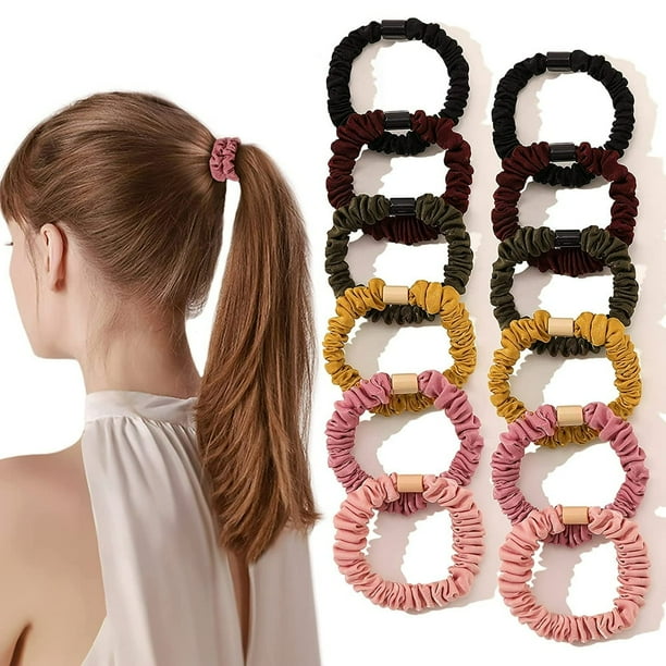 Scrunchies Small Silk Hair Ties for Women Mini Scrunchy for Thin