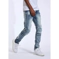 thumbnail image 2 of Crysp Denim Men's Biker Moto Distressed Rip & Repair Skinny Fit Stretch Jeans (38, Indigo), 2 of 6