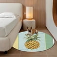 thumbnail image 2 of Round Rugs 8Ft, Summer Pineapple Round Area Rug Washable Indoor Throw Carpet, Yellow Blue Green Striped Geometric Large Non Slip Circle Rug for Kids Room RV Home Decor Aesthetic, 2 of 8