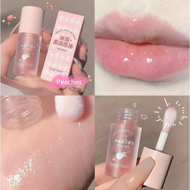 Brillo de labios de cristal transparente, aceite de labios líquido resistente al agua, duradero, hidratante, suero para el cuidado de los labios No pegajoso Gao Jinjia LED