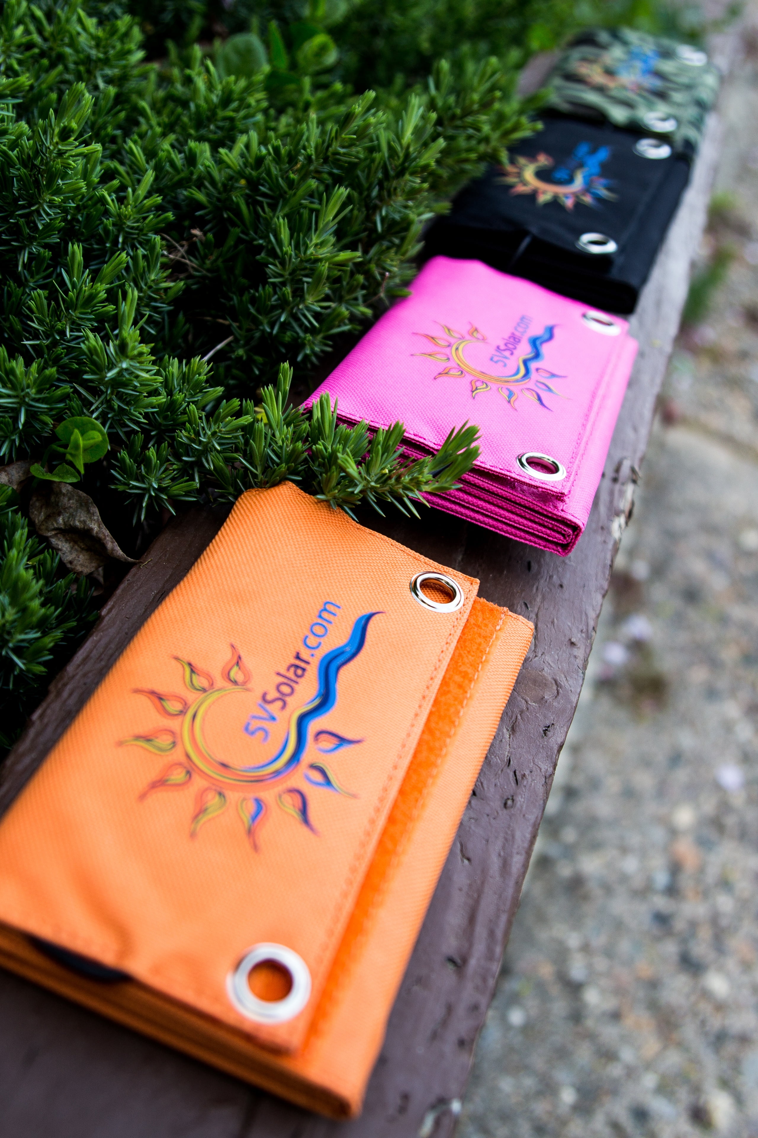 Helios Mini Folding Solar Charger with Power Bank, Orange