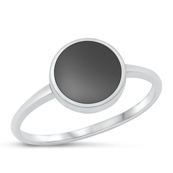 CHOOSE YOUR COLOR Sterling Silver Ring .925 Black Simulated Agate Cocktail Band Jewelry Female Size 8