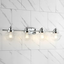 JONATHAN Y Orleans 35.75" 4-Light Iron/Glass Coastal Cottage LED Vanity Light, Chrome