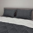 thumbnail image 2 of Pinstripe Comforter & Sham Bedding Set, Monochrome Black and White Design White Thin Uneven Lines on Dark Backdrop, 3 pcs Duvet Set Microfiber Filling Quilt, 5 Sizes, Black and White, by Ambesonne, 2 of 4