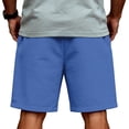 thumbnail image 5 of Resicozy Mens Casual Shorts Cotton Elastic Waist Shorts Drawstring Summer Beach Shorts with Pockets Blue 2XL, 5 of 5