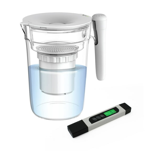InvisiClean Water Filter Pitcher with Free TDS Meter - Zero 0 TDS - 5 Stage Filter - BPA Free - 8 Cups - Removes Chlorine, Lead, Fluoride, Iron, Mercury, Arsenic, and More