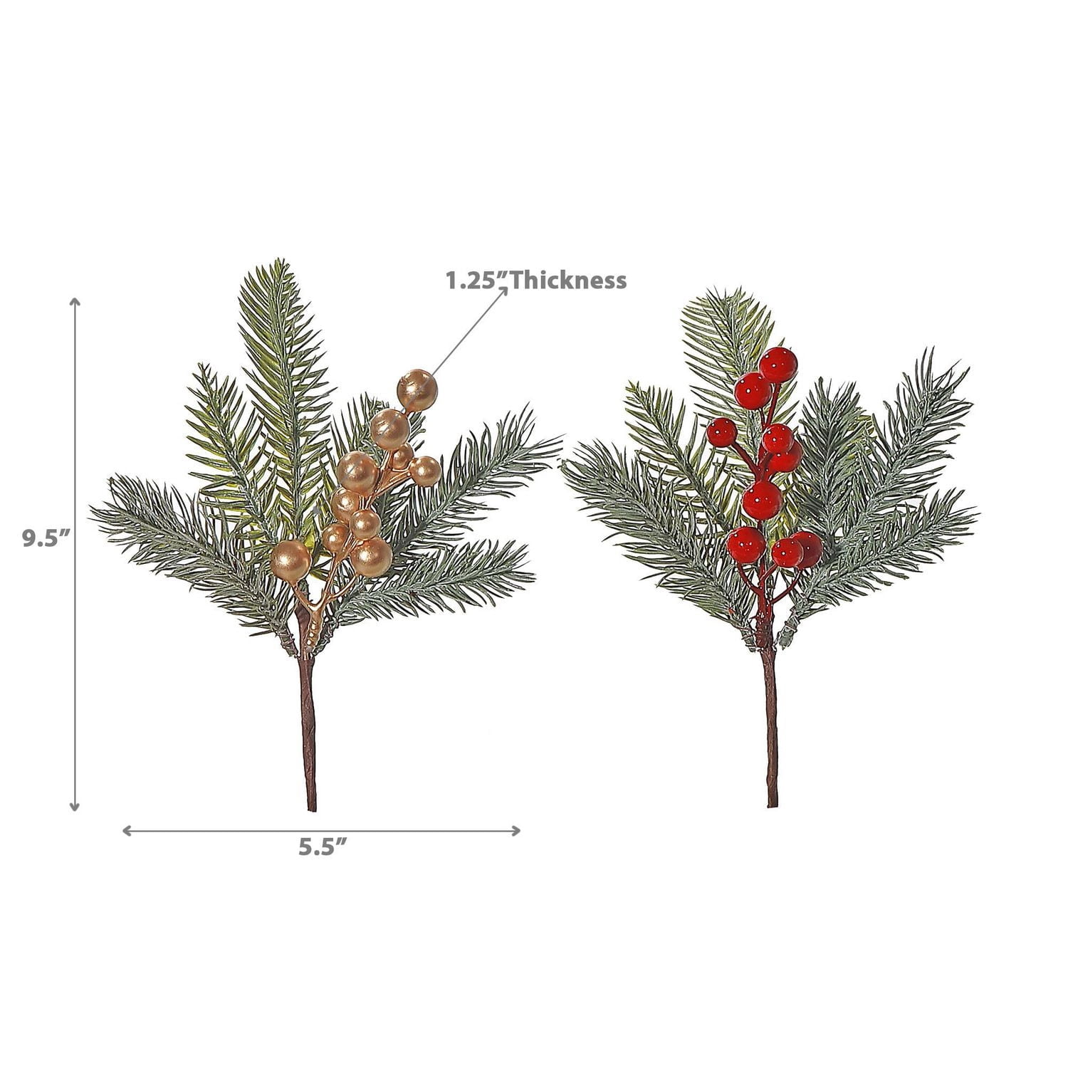 Pic À Baies Et Feuilles De Pin - Lot De 12