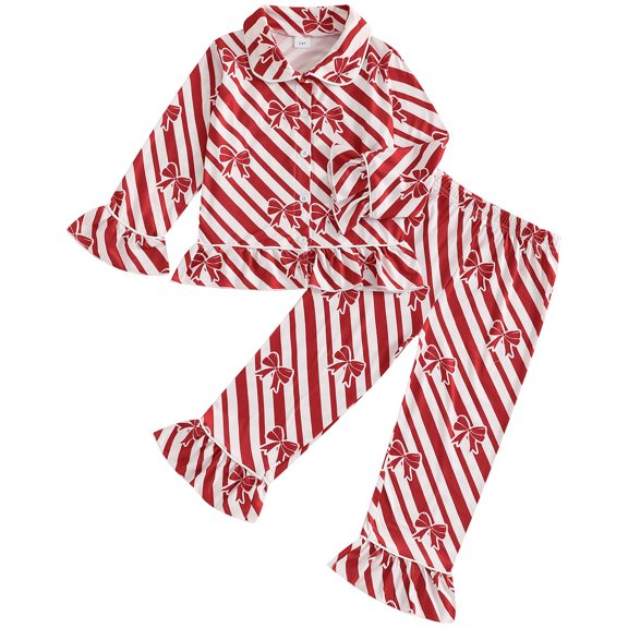 eczipvz Toddler Girl Easter Pajamas Kid Bunny Feather Button Down 2Piece Pajama Set Little Girls Pjs Nightgown Easter Outfit Red,18-24 Months