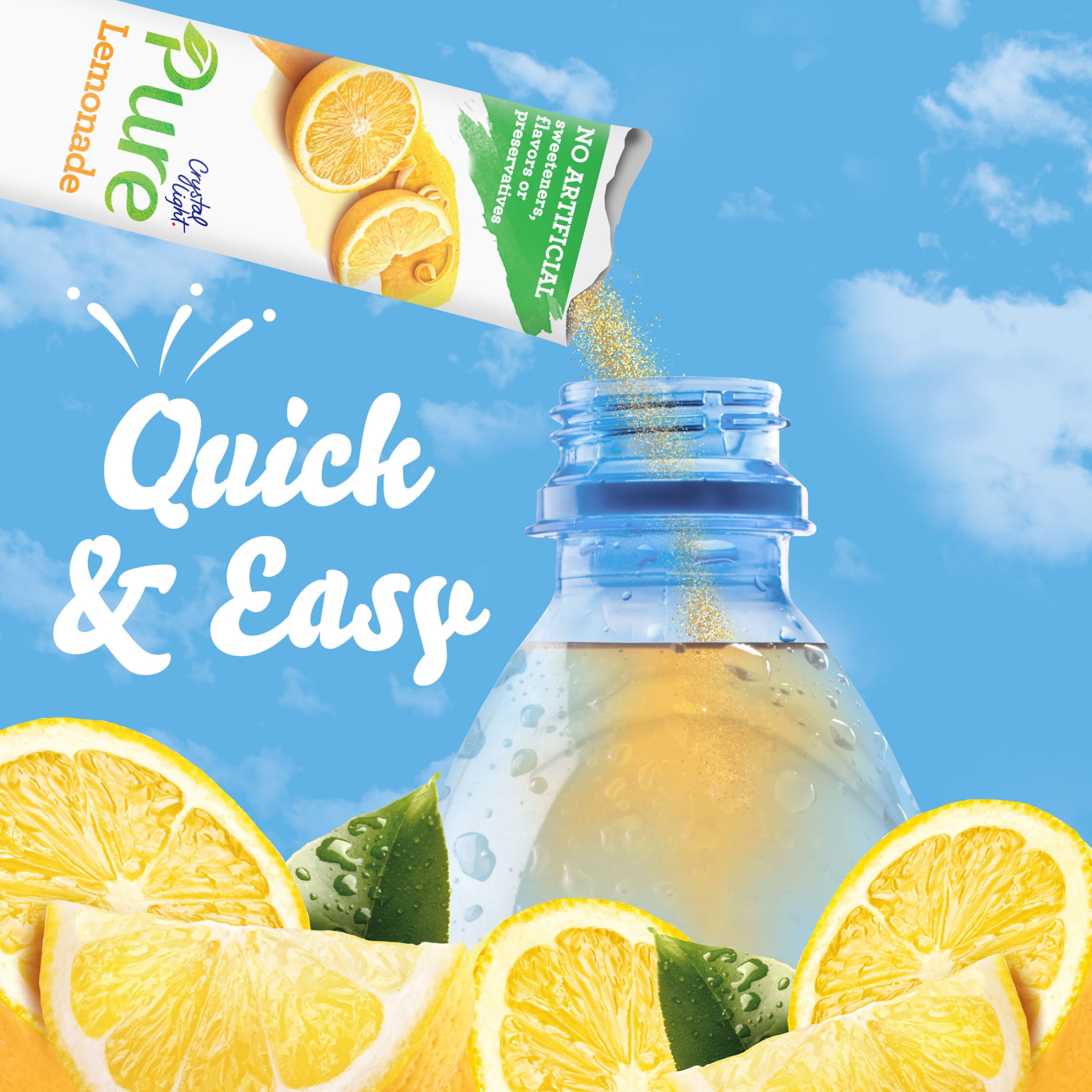 Crystal Light Pure Lemonade Powder Drink Mix Singles with No Artificial Sweeteners, 7 ct On-the-Go Packets