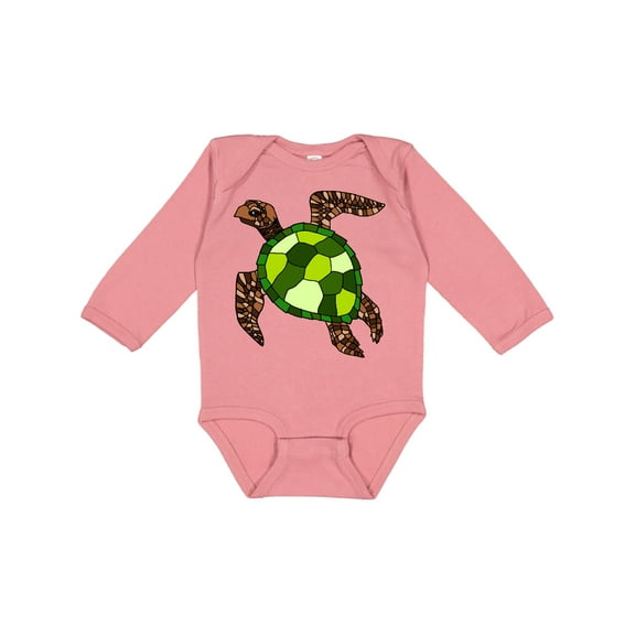 Inktastic Turtle Illustration Boys or Girls Long Sleeve Baby Bodysuit