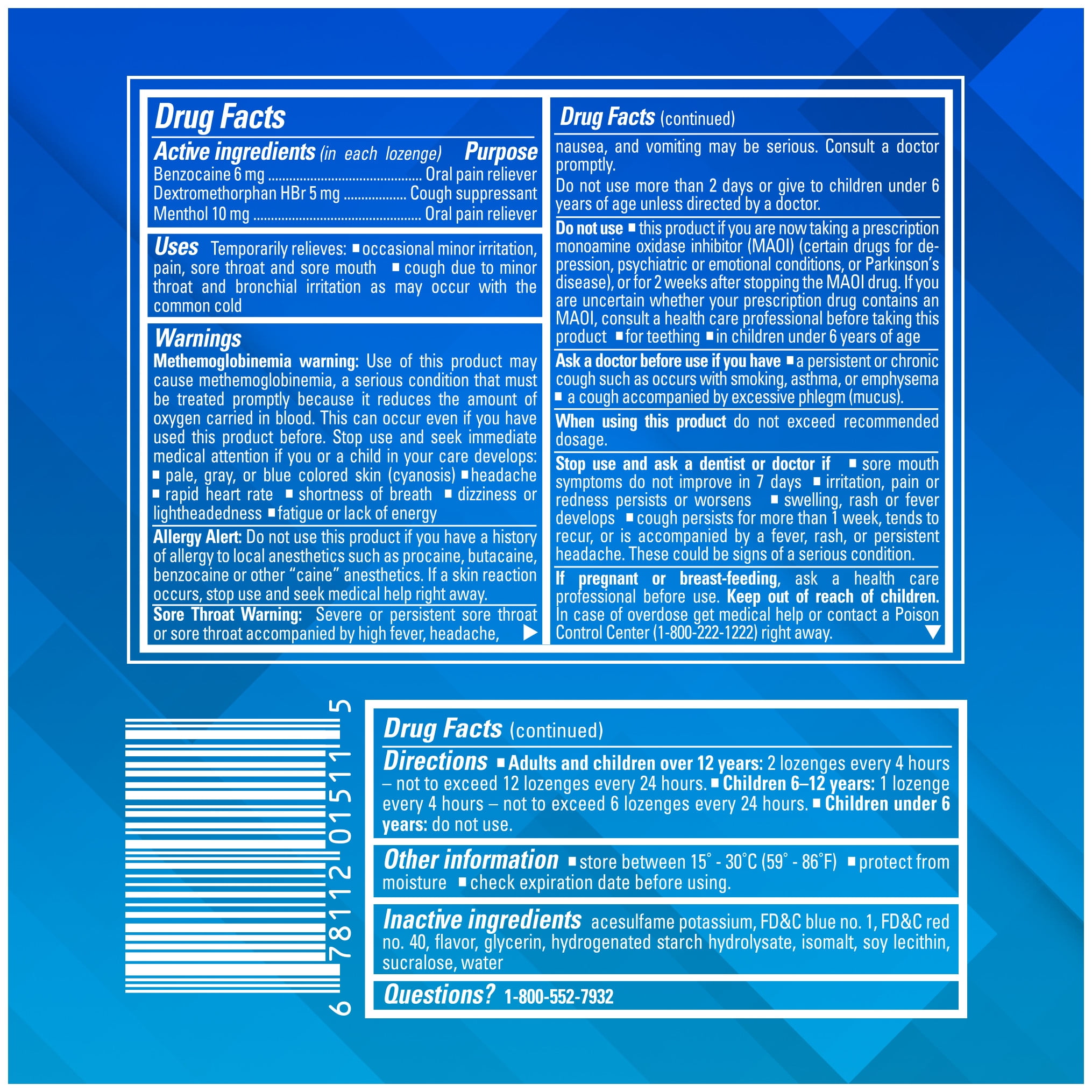 Chloraseptic Total Sore Throat + Cough Lozenges, Sugar-Free Wild Cherry Flavor, 15 CT