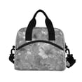 thumbnail image 2 of Insulated Crossbody Lunch Bag 10L Lunch Tote with Adjustable Shoulder Strap for Work Office Picnic Silver Metal Flower Pattern, 2 of 6