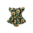 thumbnail image 1 of Seyurigaoka Baby Girl Summer Lovely Ribbed Jumpsuit Sunflower Print Crew Neck Flying Sleeves Romper Child Suit, 1 of 8