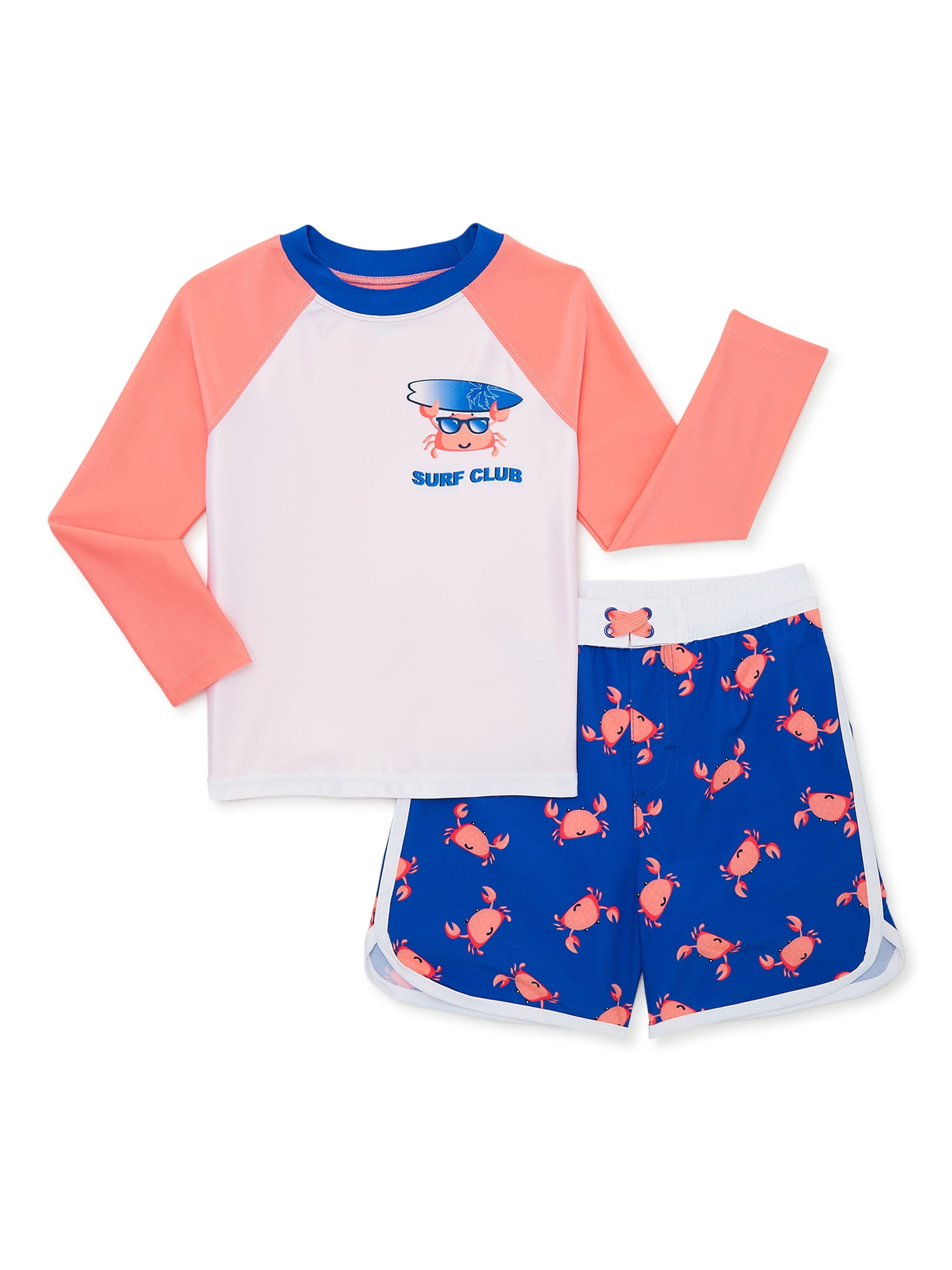 Wonder Nation Toddler Boys Long Sleeve Rashguard Set, 2Piece