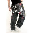 thumbnail image 2 of Ruiatoo Baggy Jeans for Men Classic Relaxed Fit Vintage Hip Hop Skateboard Pants with Embroidery 019 Black Size 40, 2 of 5