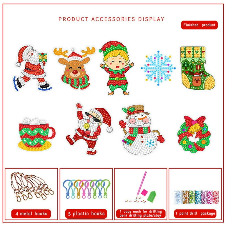 FUN-LITTLE-TOYS Diamond Painting Kits, Christmas Advent Calendar 2023 Girls  With Crafts Keychains Assorted Mini Stickers for Kids Christmas Gift Party