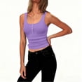thumbnail image 2 of Pounoo Womens Summer Tank Tops Scoop Neck Henley Button Ribbed Knit Vests Slim Fit Sleeveless Shirts Casual Basic Solid Color Blouse Gift, 2 of 6