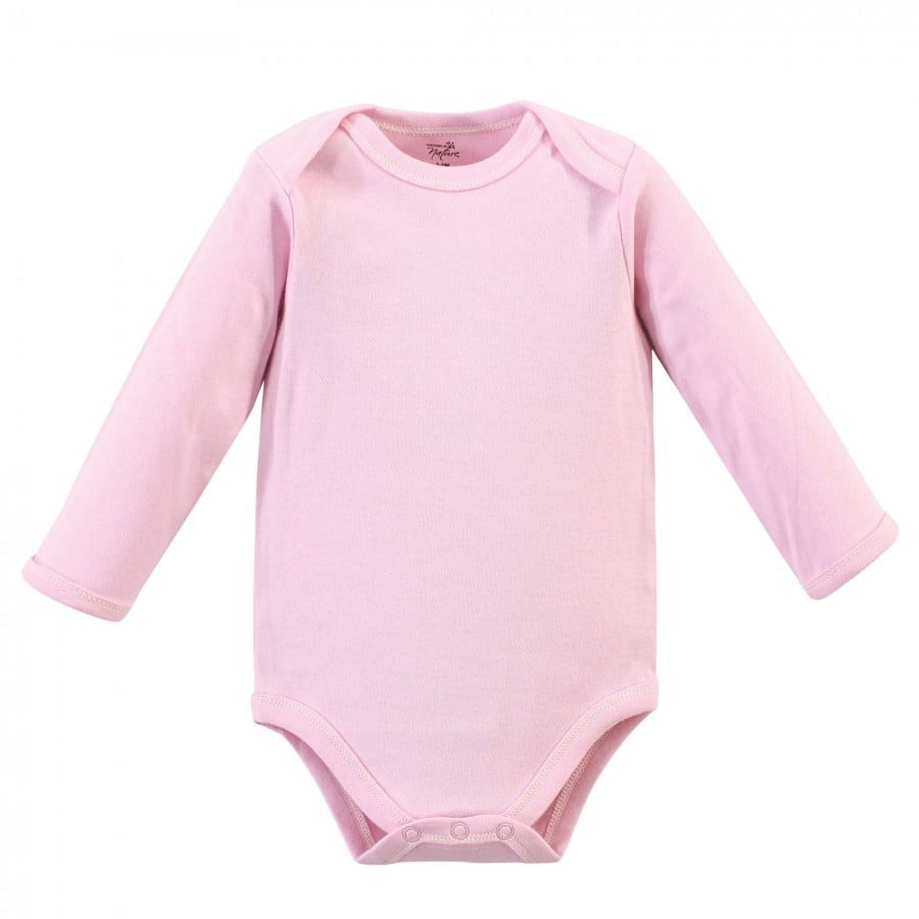 Touched by Nature Baby Girl Organic Cotton Long-Sleeve Bodysuits 5pk, Cherry Blossom, 6-9 Months