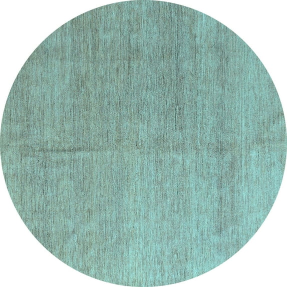 Ahgly Company Indoor Round Abstract Light Blue Modern Area Rugs, 8' Round