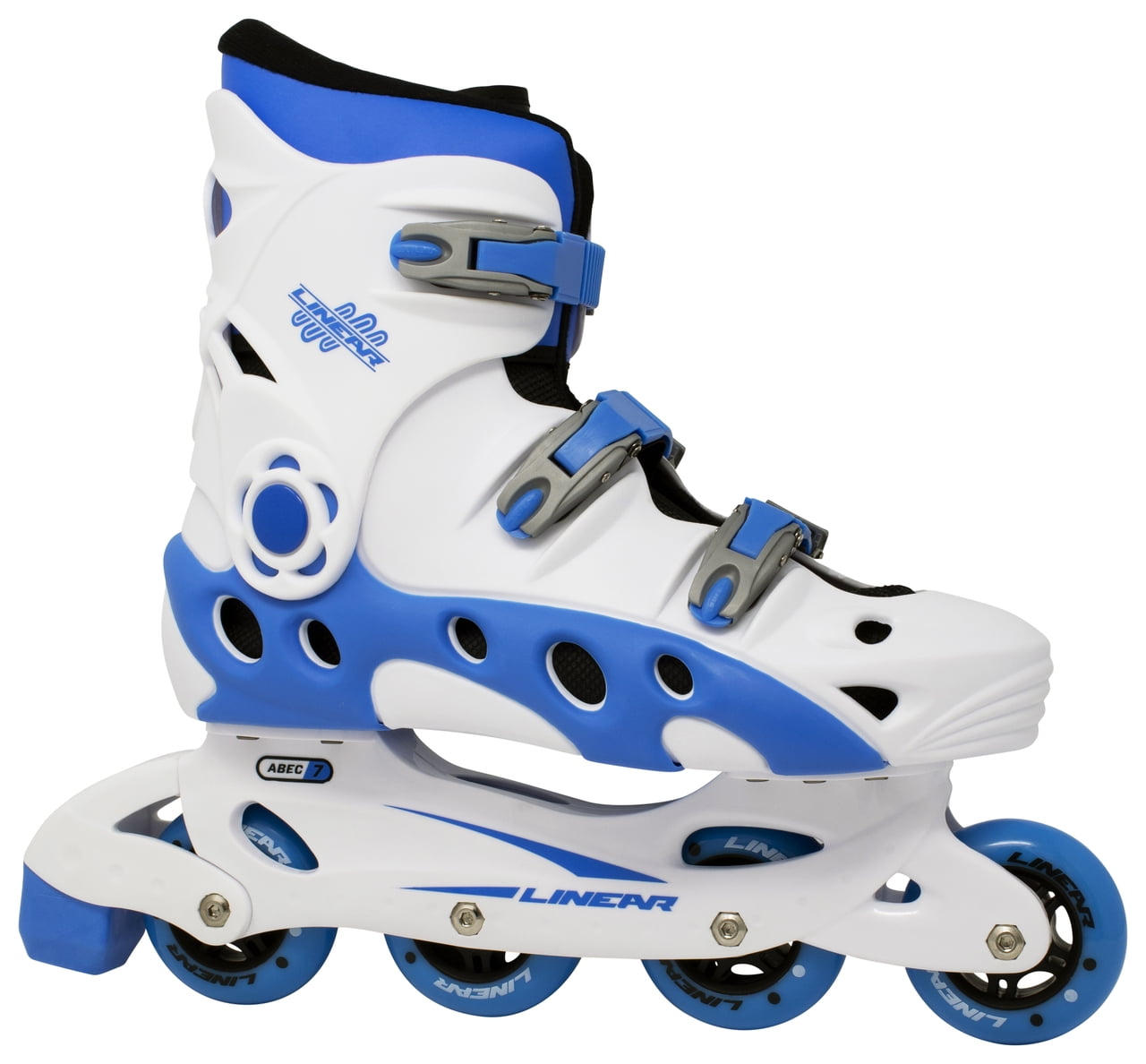 Linear Durango White & Blue Inline Skates in-line Roller Skate Blades | Pain-Free True-Fit | Non-Slip Wheels | for Men, Women, Boys, Girls