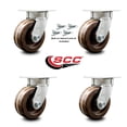 thumbnail image 2 of 5 Inch Kingpinless High Temp Phenolic Wheel Swivel Caster Set with Swivel Locks, 2 of 2