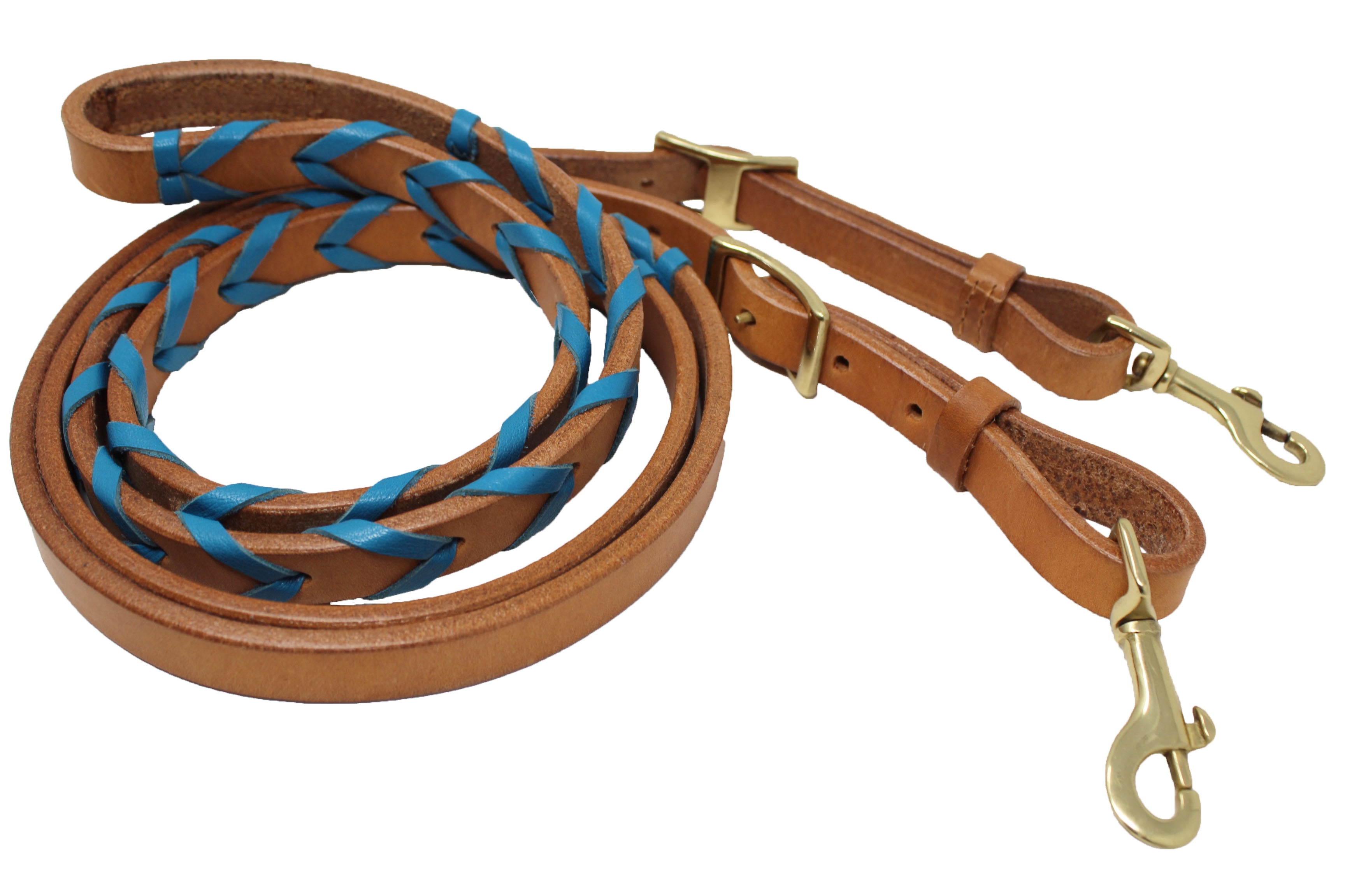 3 Colors Western Saddle Horse 7' Braided Leather Contest or Barrel Racing Rein 