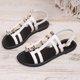 thumbnail image 3 of Sandalias de Playa Negras para las Mujeres Hebilla de Metal Cuero Patente Hueco Fuera Mochilas Planas Verano, Sandalias Planas Negras para las Mujeres, 3 of 8