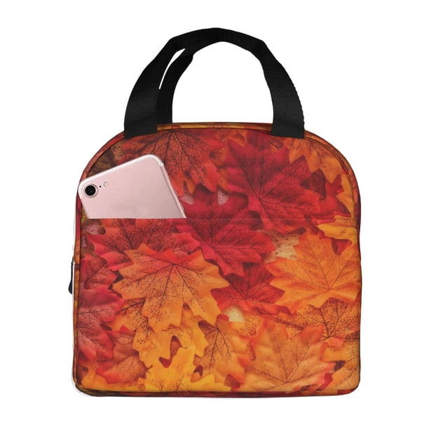 Easygdp Autumn Leaf Bolsa Térmica Premium - Tela Oxford Impermeable, Gran Capacidad, Bolsillo Frontal, Unisex para Trabajo, Escuela, Actividades al Aire Libre y Picnics