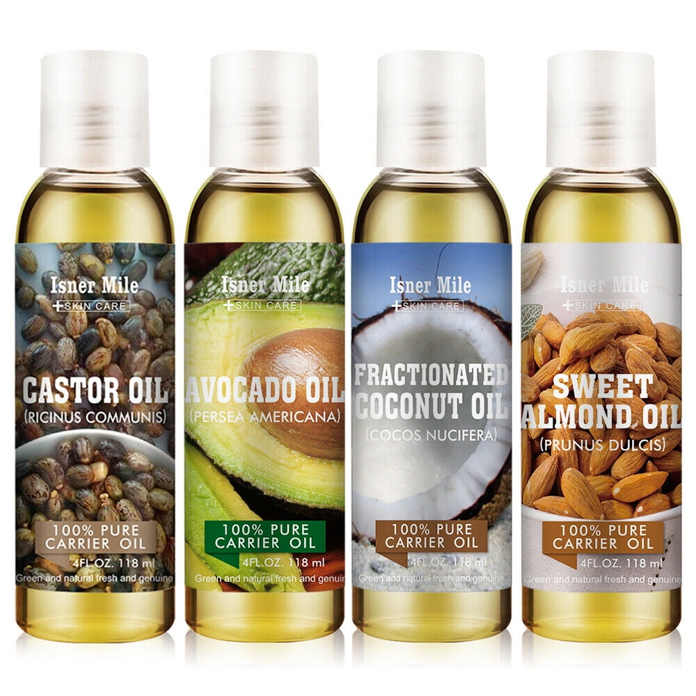 4 oz Carrier Oil Gift Set Coconut Oil, Castor Oil, Sweet ...