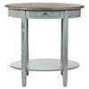 Monica Oval End Table W/ Drawer-Finish:Barn Blue/Oak,Shape:Oval