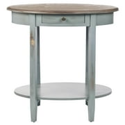 Monica Oval End Table W/ Drawer-Finish:Barn Blue/Oak,Shape:Oval