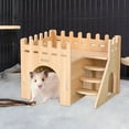 thumbnail image 3 of BESTSKY Hamster Villa Double Layer Harmless Pet Toy Solid Wood Dwarf Hamsters Climbing Play Hut Chews Toy for Home Style A, 3 of 4