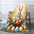 thumbnail image 2 of Amarainy Easter Bunny With Colorful Eggs Flannel Blanket For Winter Gift Home Sofa Bed Decoration 50x60 inch, 2 of 5