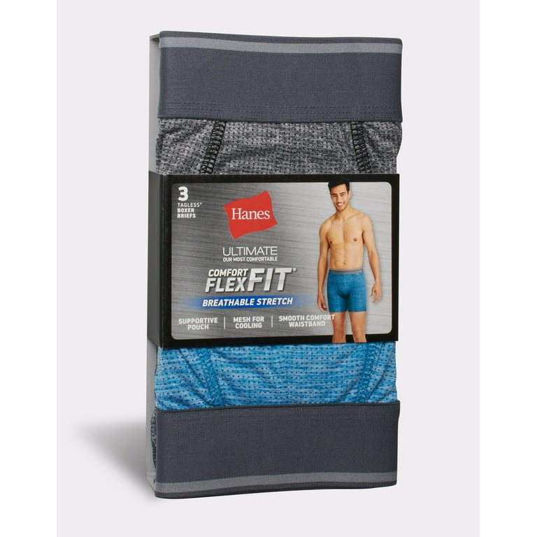 Hanes Mens Ultimate Cotton Stretch Comfort Flex Fit Boxer Briefs 3-Pack 2XL  Assorted