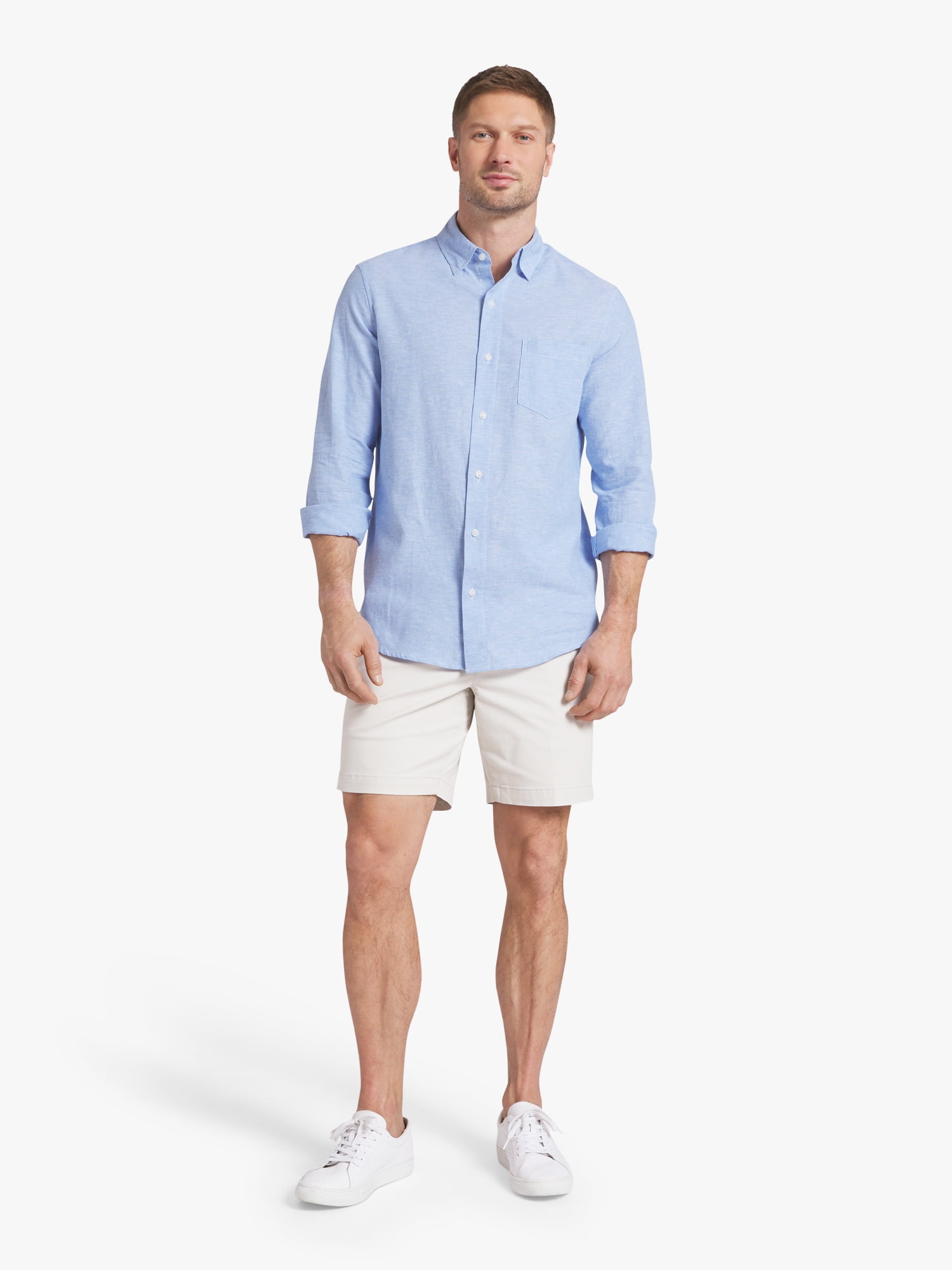 Chaps Men's & Big Men's Long Sleeve Linen Shirt, Sizes S-3XL