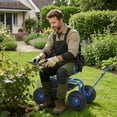 thumbnail image 3 of Siège de Travail de Jardin Roulant – Chariot Robuste avec Rotation à 360° – Charge de 400 lb – Pneus Tout-Terrain de 10 Pouces – Poignée Extensible et Plateau à Outils – Plantation, Désherbage et Cour, 3 of 8