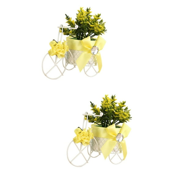 2 Pack Artificial Flowers in Bicycle Indoor Plants