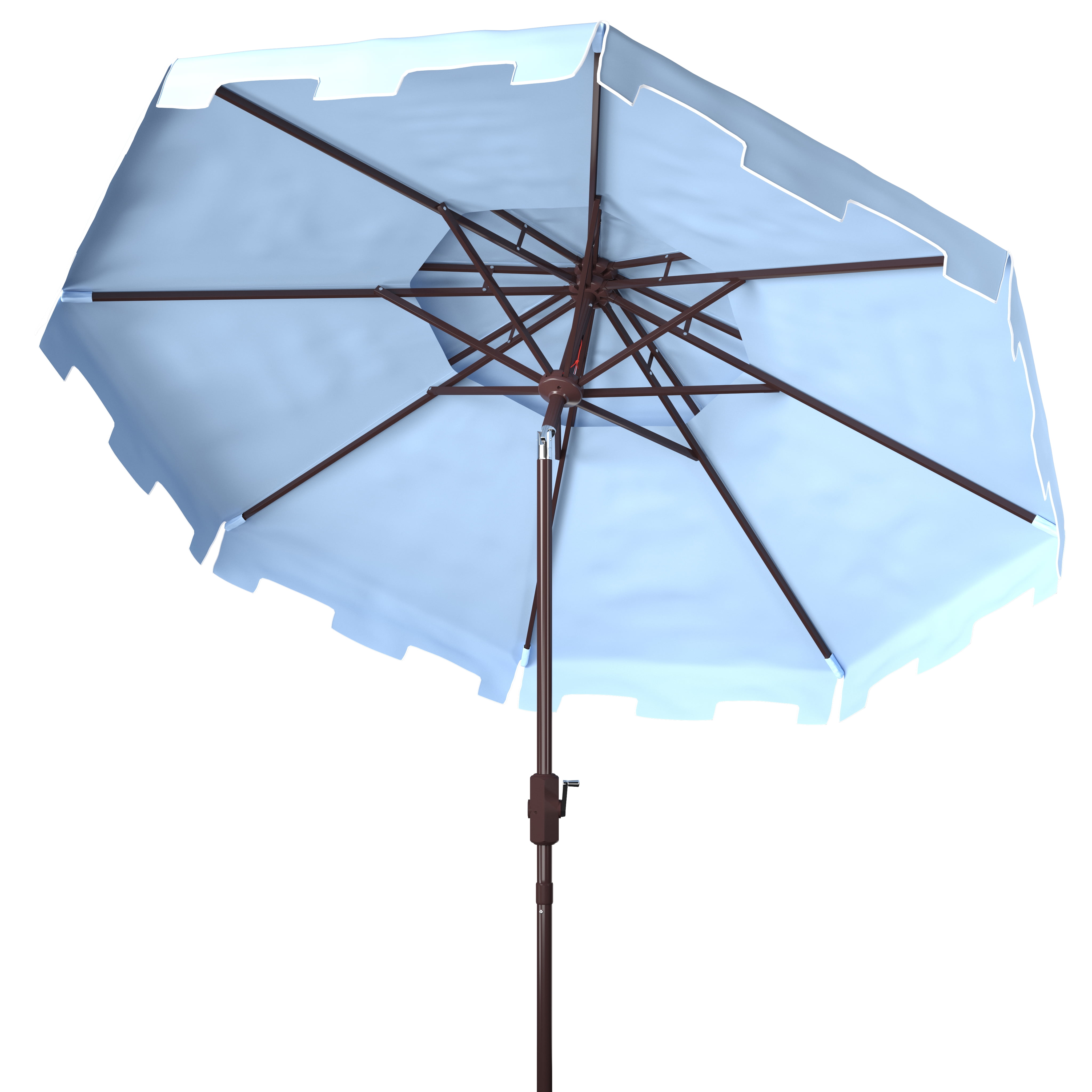 SAFAVIEH Zimmerman 9' Market Double Top Patio Umbrella, Baby Blue/White
