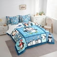 thumbnail image 3 of Homewish Boys Girls Kawaii Penguins Twin Bedding Sets 7-Piece,Geometric Plaid Bedding Comforter Set Microfiber,Cartoon Animal Breathable Sheet Sets,Lightweight Room Decor,Reversible, 3 of 8