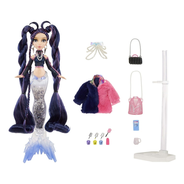 MERMAZE MERMAIDZ™ Winter Waves Gwen™ Mermaid Fashion Doll with Color Change  Fin, Glitter-Filled Tail and Accessories 13.5 Inch