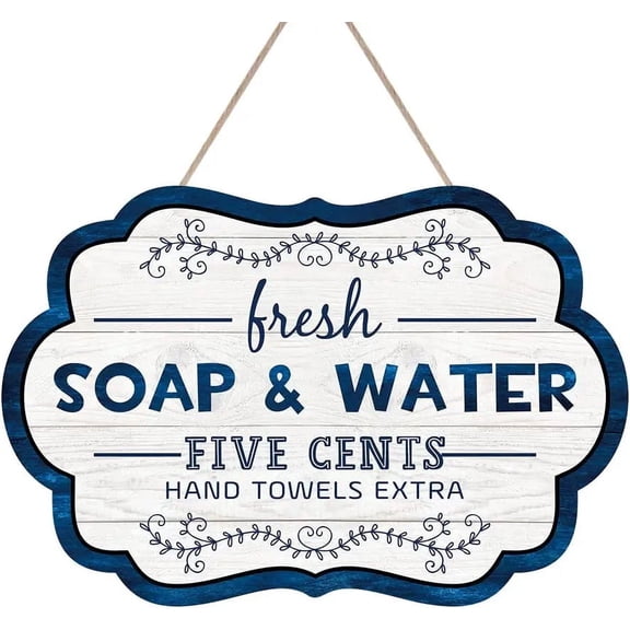 Funny Bathroom Wooden Sign,Farmhouse Fresh Soap Water Wood Sign Plaque(7.8''x11.8''),Rustic Bathroom Wooden Sign,Irregular Bathroom Wood Hanging Sign for Bathroom,Shower Room,Washroom Decor