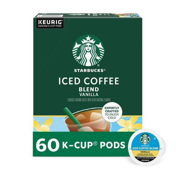 Starbucks K-Cup Coffee Pods, Iced Coffee Blend, Vanilla Naturally Flavored Coffee For Keurig Coffee Makers, 100% Arabica, 6 Boxes (60 Pods Total)