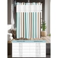 thumbnail image 6 of No Hook Cloth Fabric Shower Curtain with Snap in Liner, Brown Stripe Waterproof Shower Curtains Set with See Through Top Window, Ombre Geometric Teal Green Vertical Striped Bath Curtains 60"x72", 6 of 6