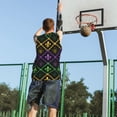 thumbnail image 5 of Naloa Mardi Gra Geometric Basketball Jersey Reversible Men's Mesh Athletic Sports Shirts Training Practice S-4XLSmall, 5 of 6