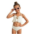 thumbnail image 5 of UngA Girl's Two Piece Swimsuit Metallic Shell Bikini Sets Cut Out Ruffle Top High Waist Hipster Bathing Suits for Girls Swimwear (White,7-8 Years), 5 of 7
