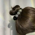 thumbnail image 6 of Elegant Bowknot Decor Shining Rhinestone Hair Clip Solid Color Ribbon Ponytail Holder Lazy Bun Hair Pin Hair Accessories, 6 of 7