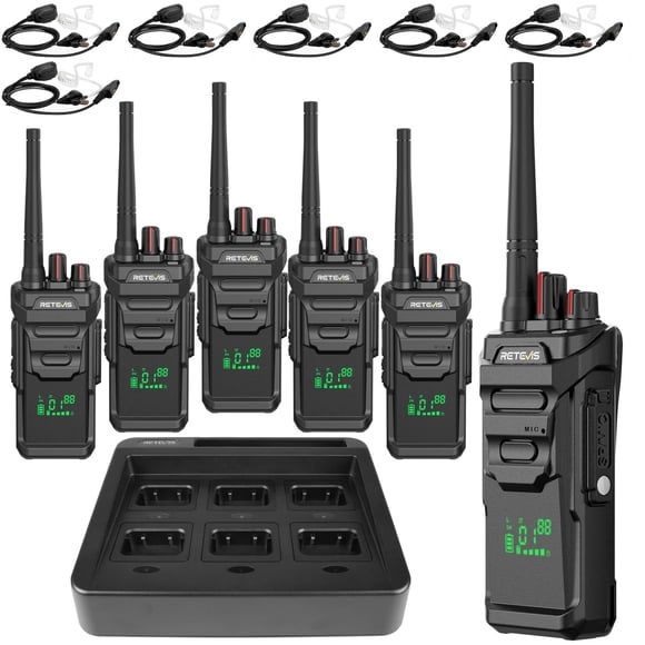 Walkie Talkies Retevis RT48H, impermeables, paquete de 6 con cargador