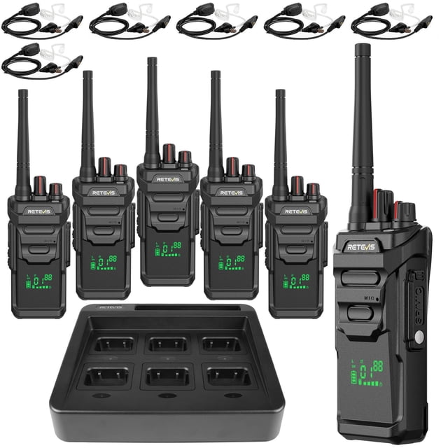 Walkie Talkies Retevis RT48H, impermeables, paquete de 6 con cargador