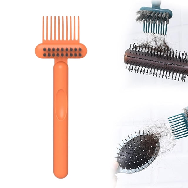 2-in-1 Comb Cleaner with Pick and Bristles,Portable Hair Brush Cleaner, Hair Brush Cleaner Tool, Hairbrush Cleaner Tool, Hairbrush Cleaner Tool Rake Salon Travel Use,Orange 1Pcs